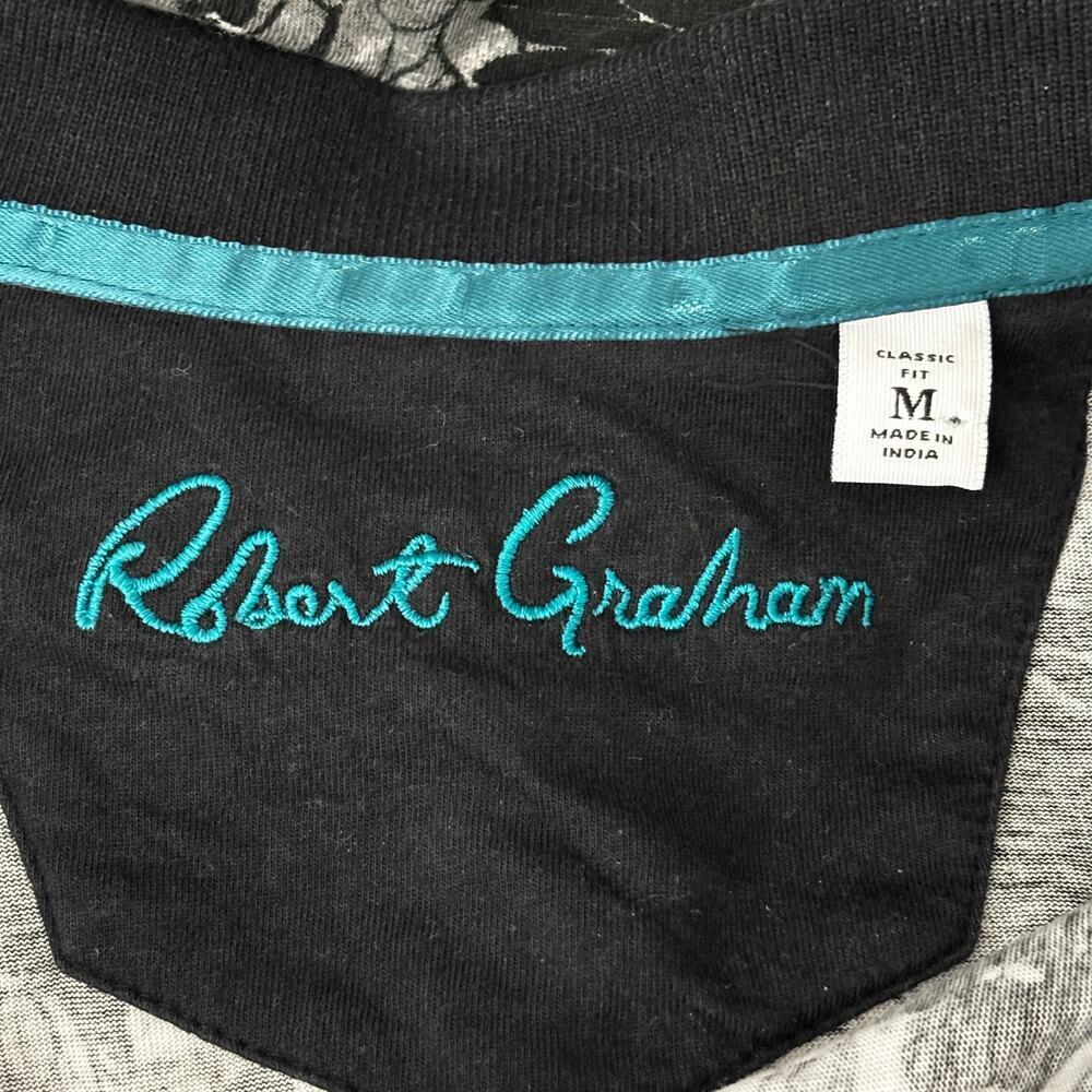 Robert Graham Skull Print Polo Black White Size Medium - Picture 6 of 8